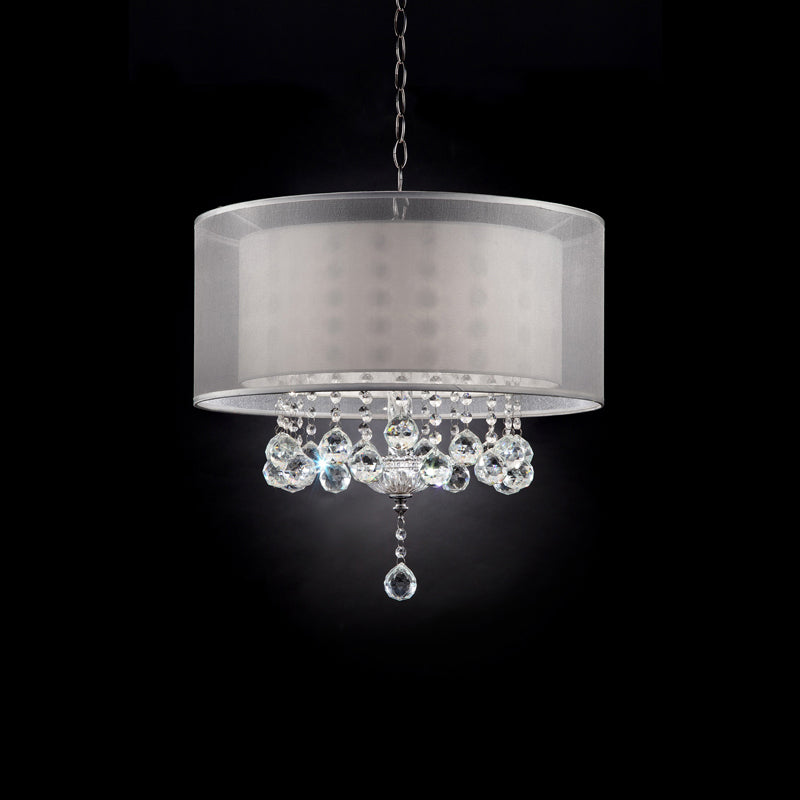 Ore International 19"H Moiselle Double Shade 3-Light Crystal Hardwired Chandelier