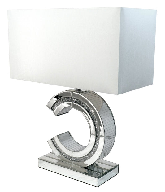 Ore International 20"H Aegean Crystal Ice Mirror Arc Of Circle Bedside Table Lamp