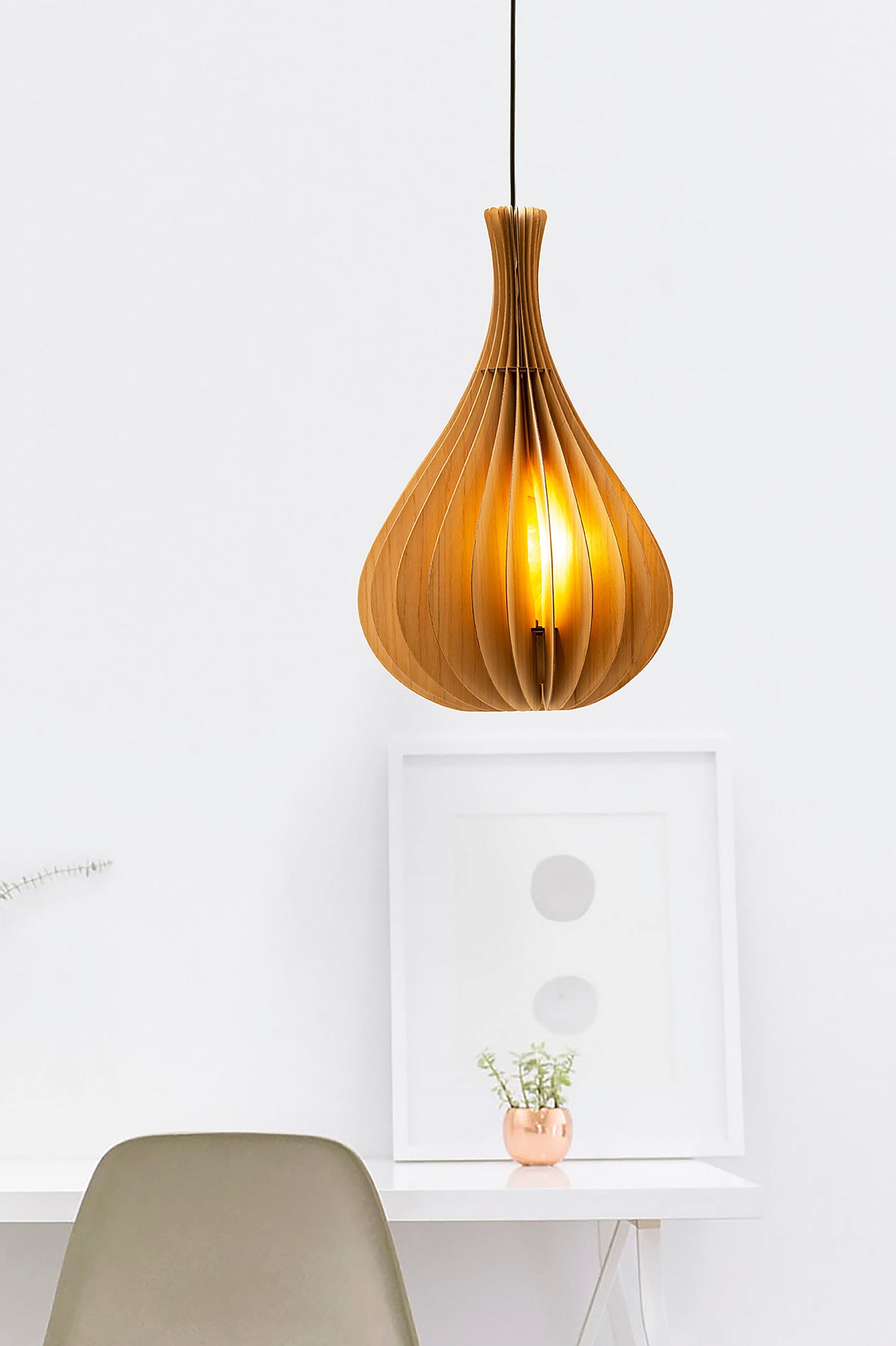 Ore International 20"H Calabash White Oak Hardwired Ceiling Pendant & Table Lamp