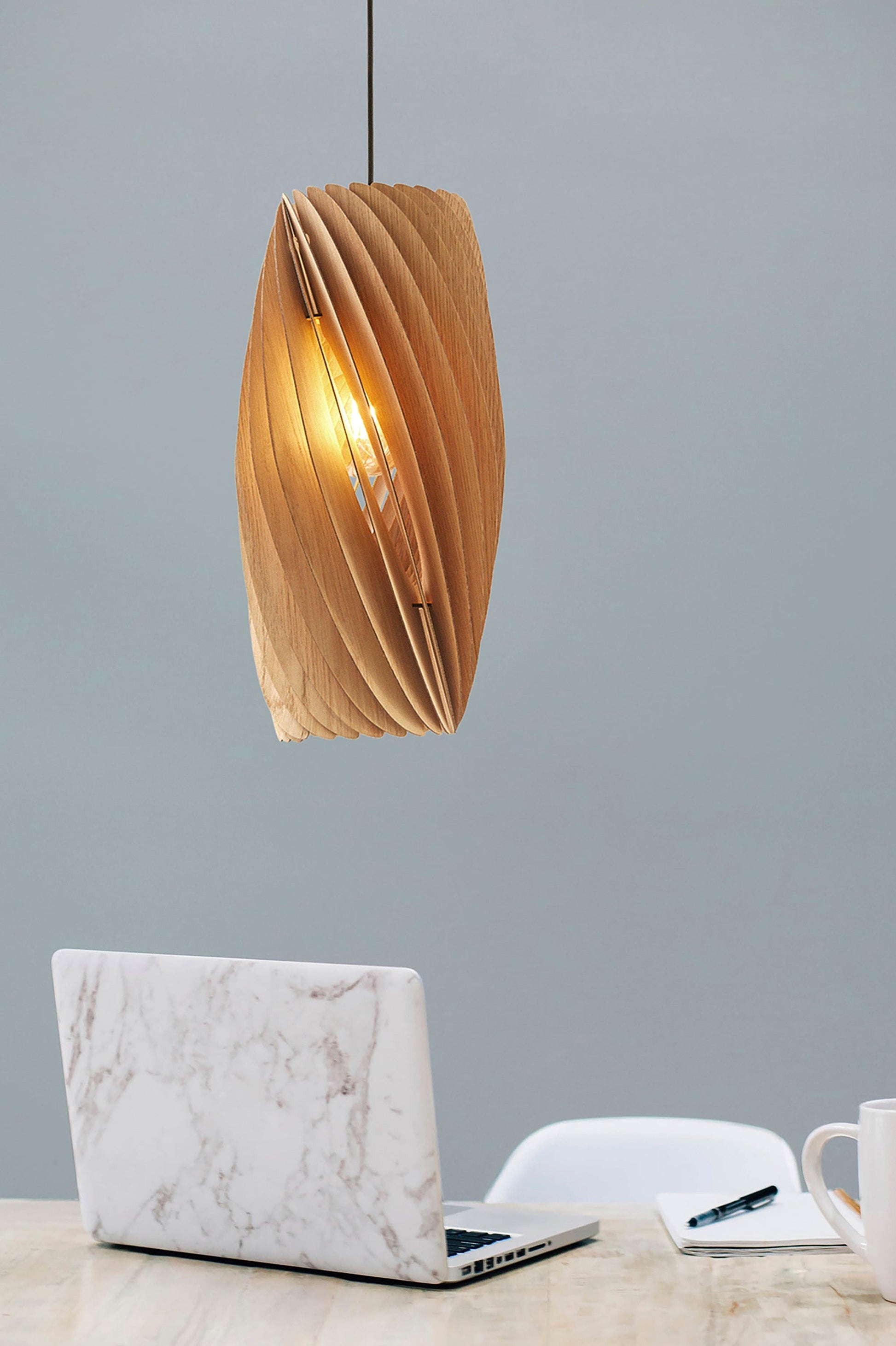 Ore International 20"H Saffron White Oak Hardwired Pendant Light