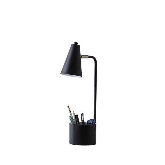 Ore International 20"H Student Black Metal Task Desk Lamp With Organizer