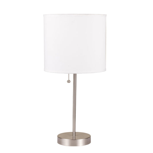 Ore International 20"H White Brush Steel Accent Table Lamp