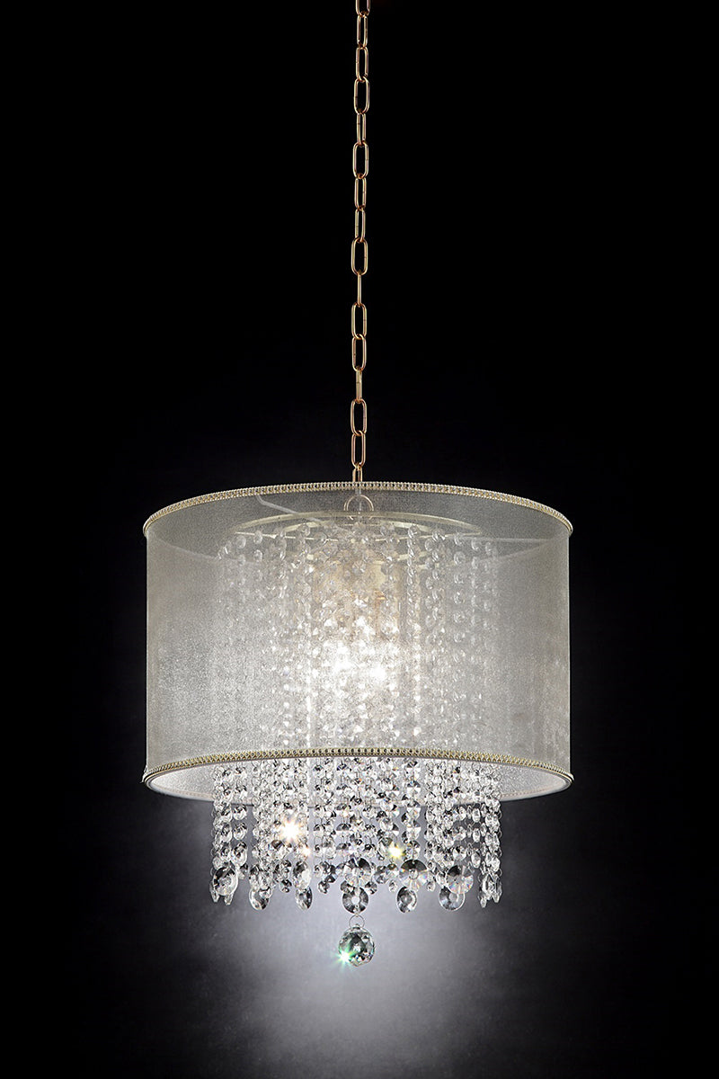 Ore International 21"H Bhavya Double Shade 3-Light Crystal Chandelier