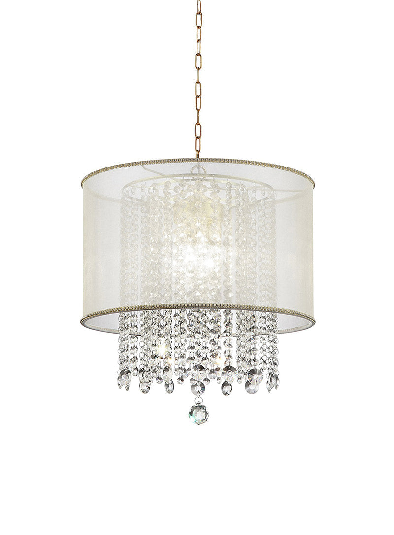 Ore International 21"H Bhavya Double Shade 3-Light Crystal Chandelier