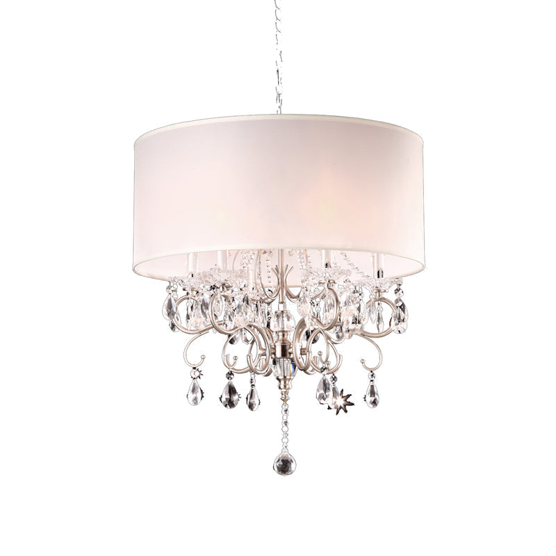 Ore International 21"H Brush Silver 6-Lights Candelabra Crystal Hardwired Chandelier