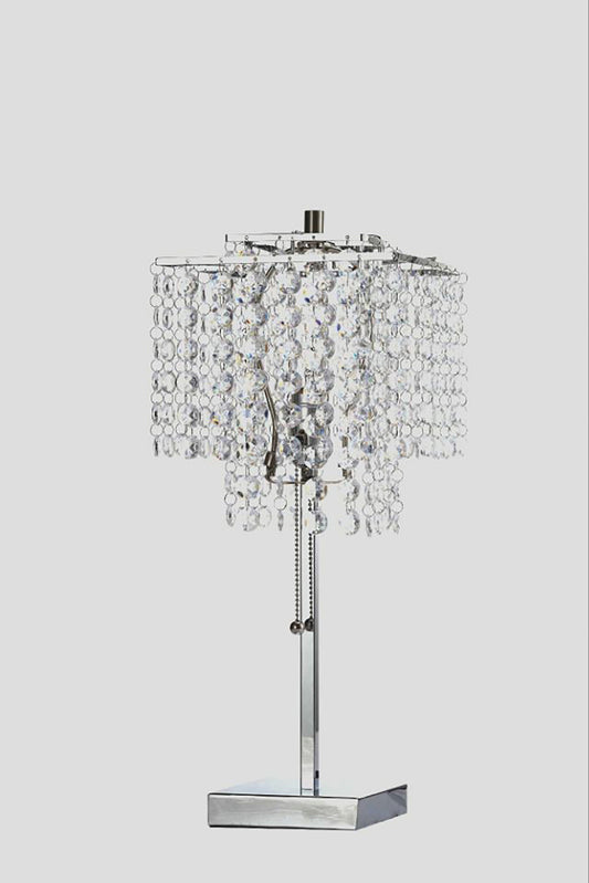 Ore International 21"H Glam Deco Silver 2-Tier Square Table Lamp