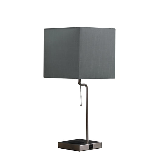 Ore International 22"H Aston Square Table Lamp With Charging Station