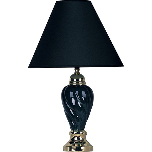 Ore International 22"H Ceramic Swirl Table Lamp In Black