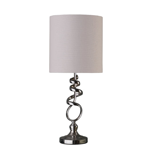 Ore International 22"H Milo Abstract Brushed Silver Metal Table Lamp