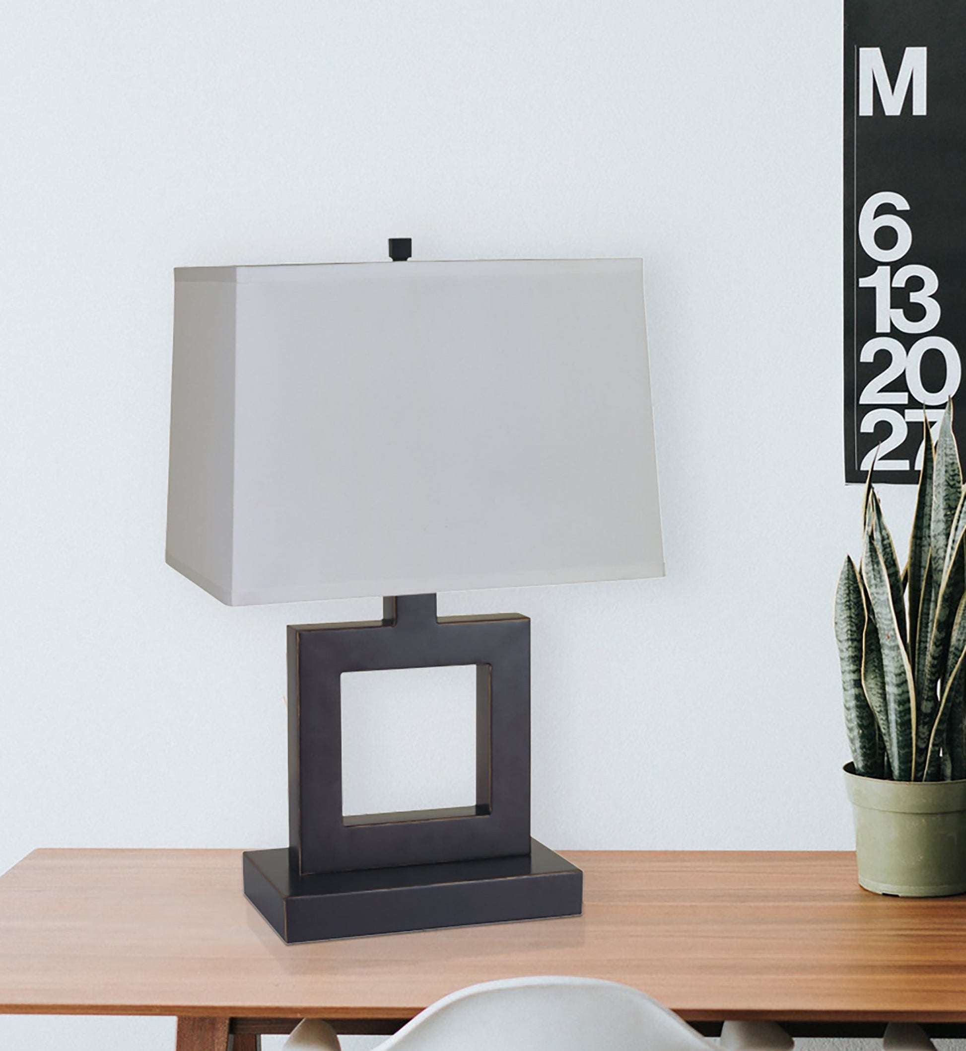 Ore International 22"H Square Table Lamp In Dark Bronze