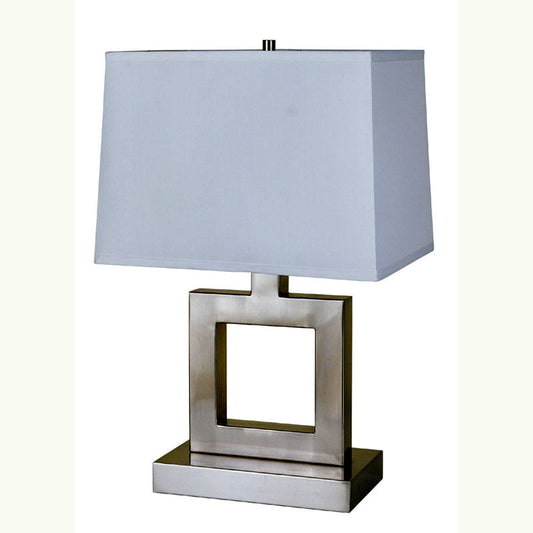 Ore International 22"H Square Table Lamp In Satin Nickel