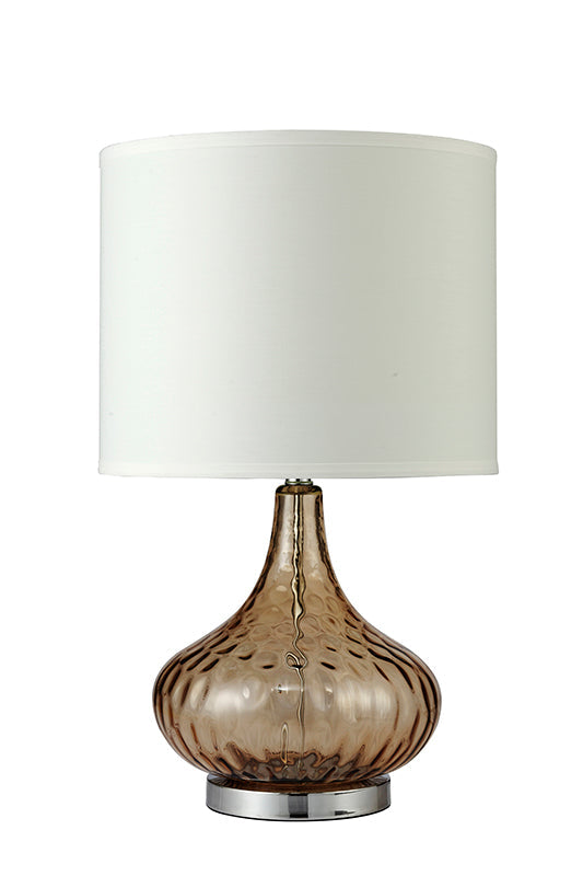 Ore International 25"H Courtney Fluted Amber Glass Table Lamp