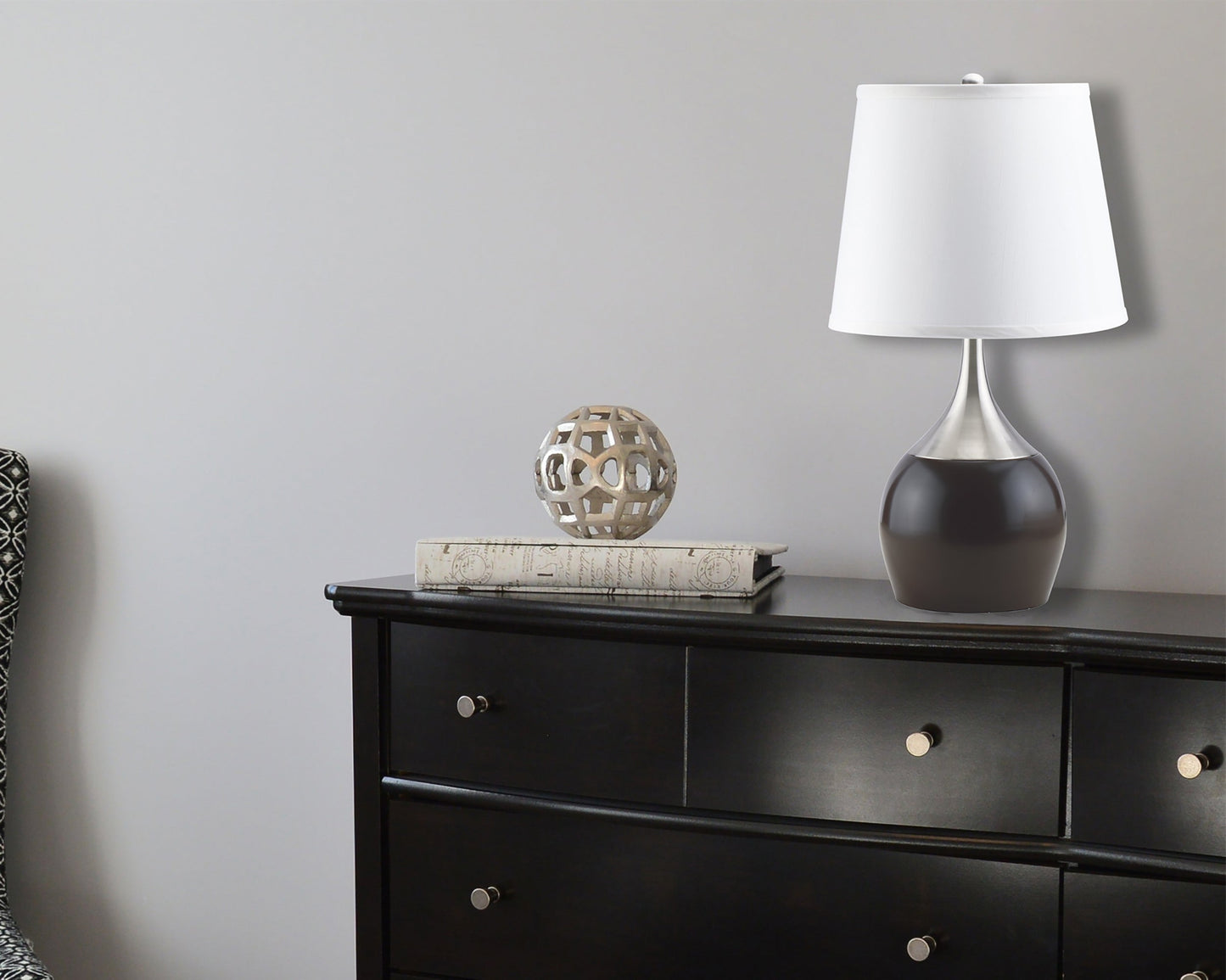 Ore International 25"H Touch-On Table Lamp In Espresso & Silver