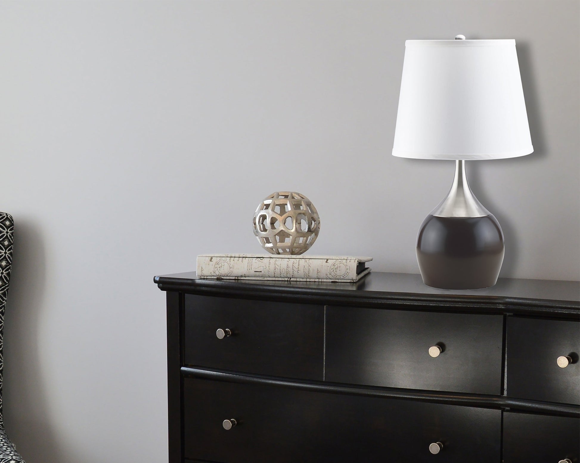 Ore International 25"H Touch-On Table Lamp In Espresso & Silver