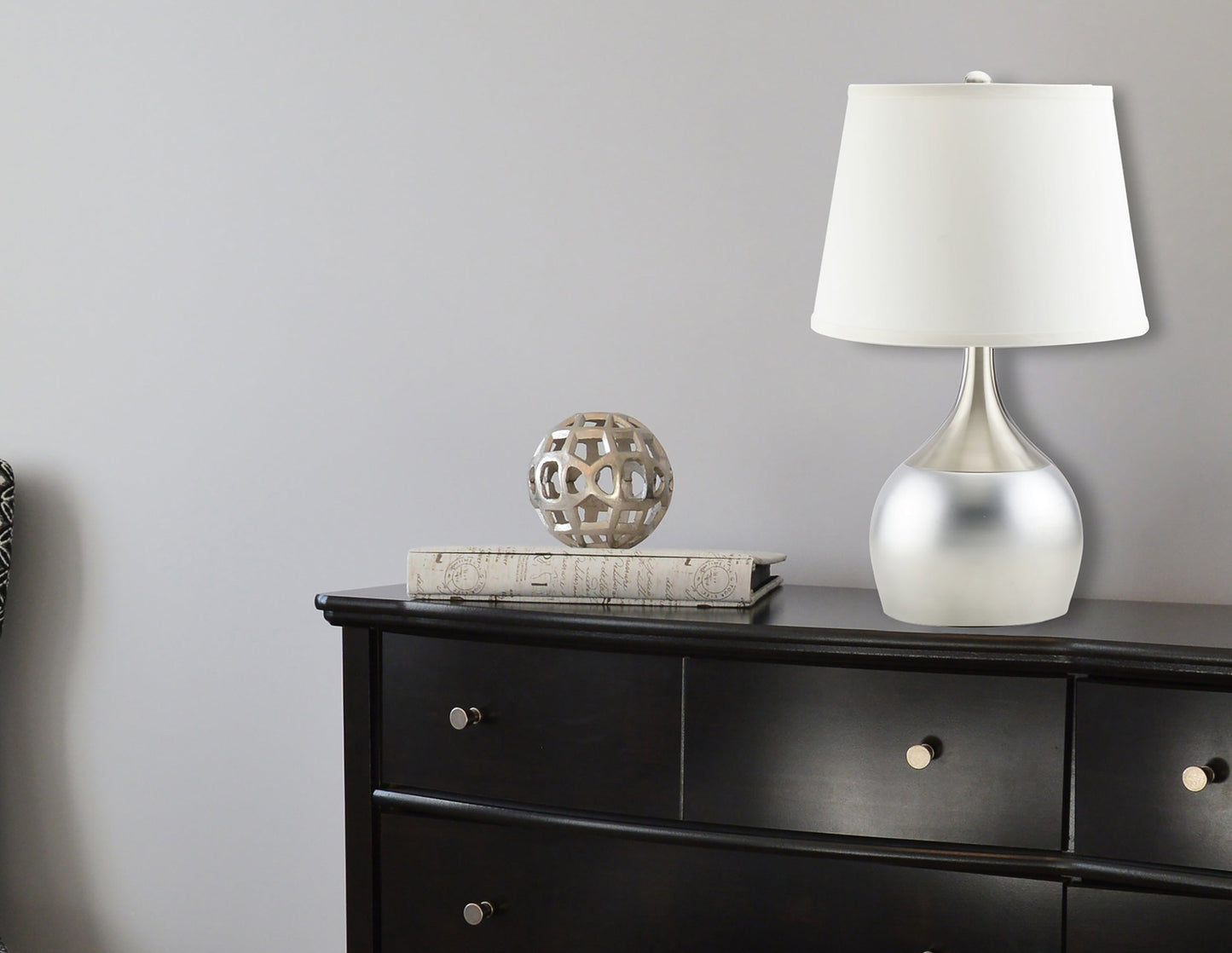 Ore International 25"H Touch-On Table Lamp In Silver