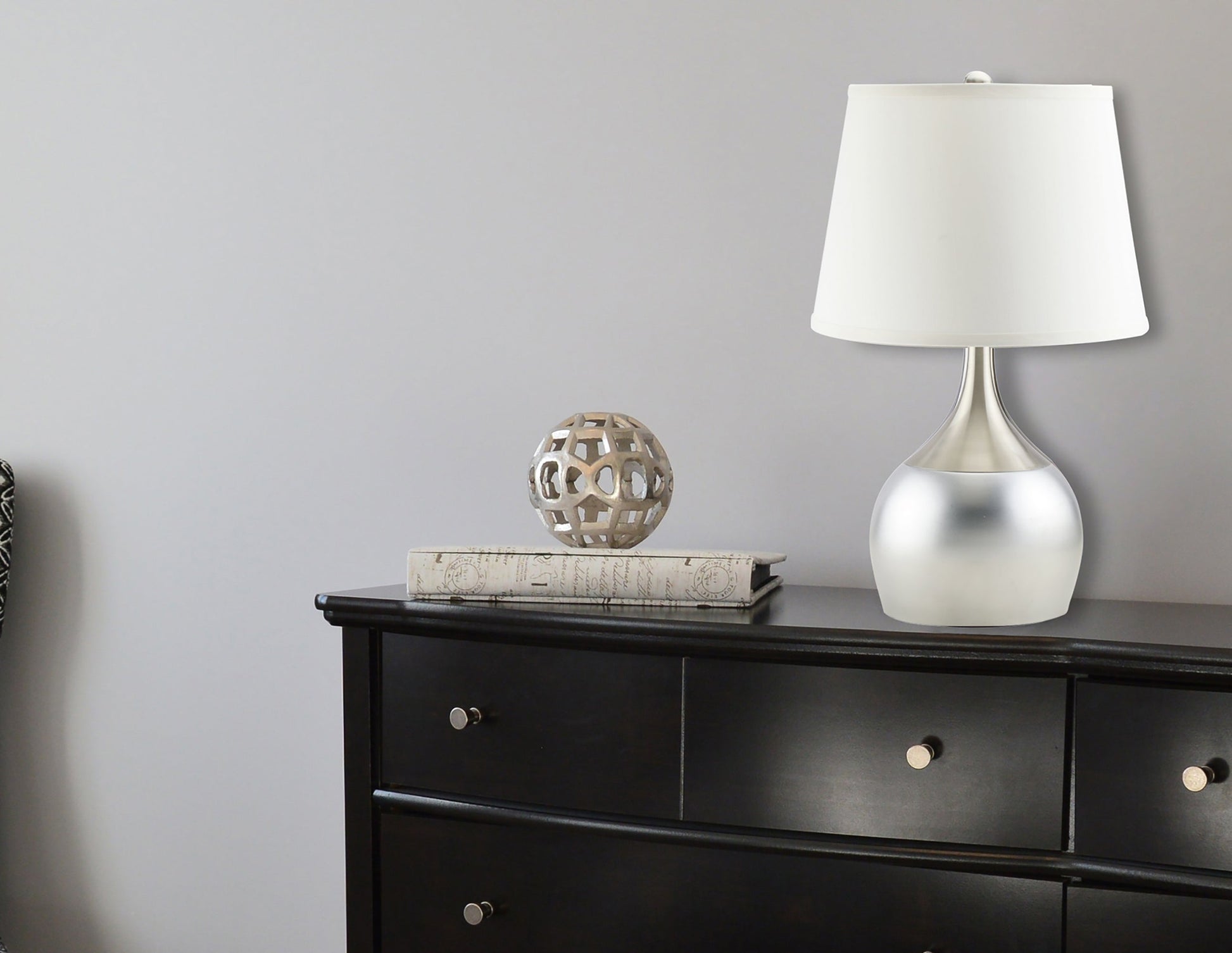Ore International 25"H Touch-On Table Lamp In Silver