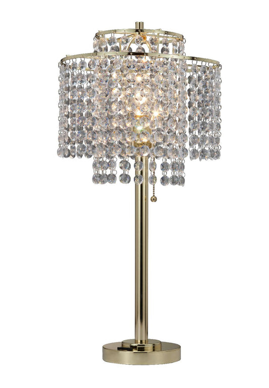 Ore International 26"H 2-Tier Holly Glam Gold Table Lamp With Charging Station And USB Port