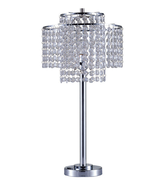 Ore International 26"H 2-Tier Holly Glam Silver Table Lamp With Charging Station And USB Port