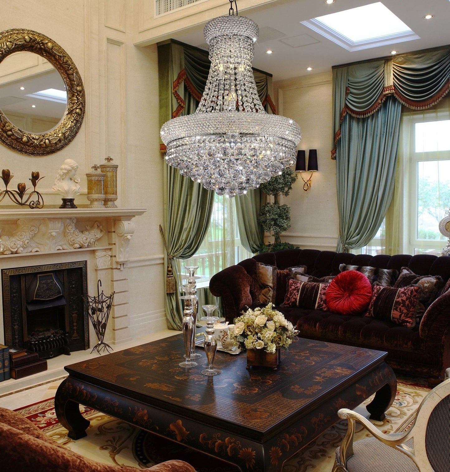 Ore International 26"H Adagio Empire Crystal 12-Light LED Hardwired Chandelier