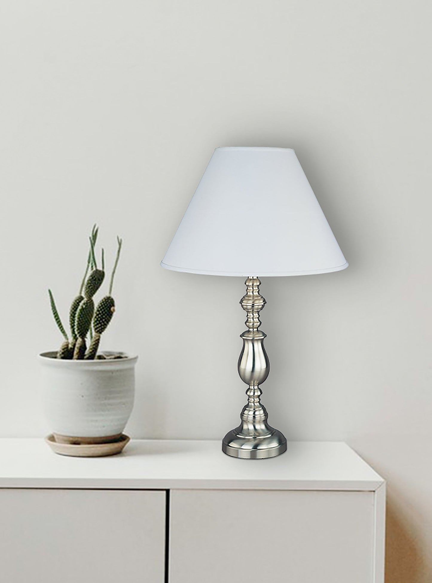 Ore International 27" Metal Table Lamp In Brushed Silver Nickel