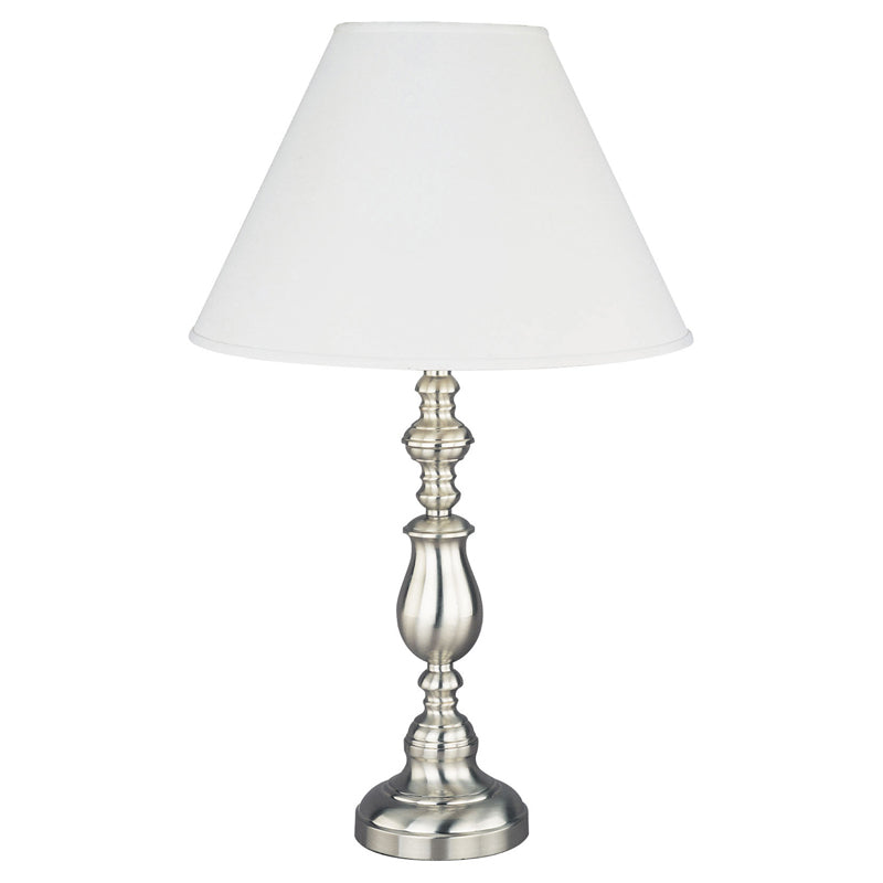 Ore International 27" Metal Table Lamp In Brushed Silver Nickel