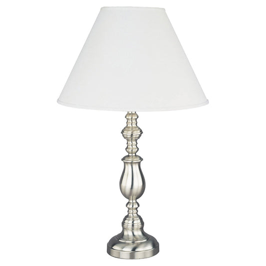 Ore International 27" Metal Table Lamp In Brushed Silver Nickel