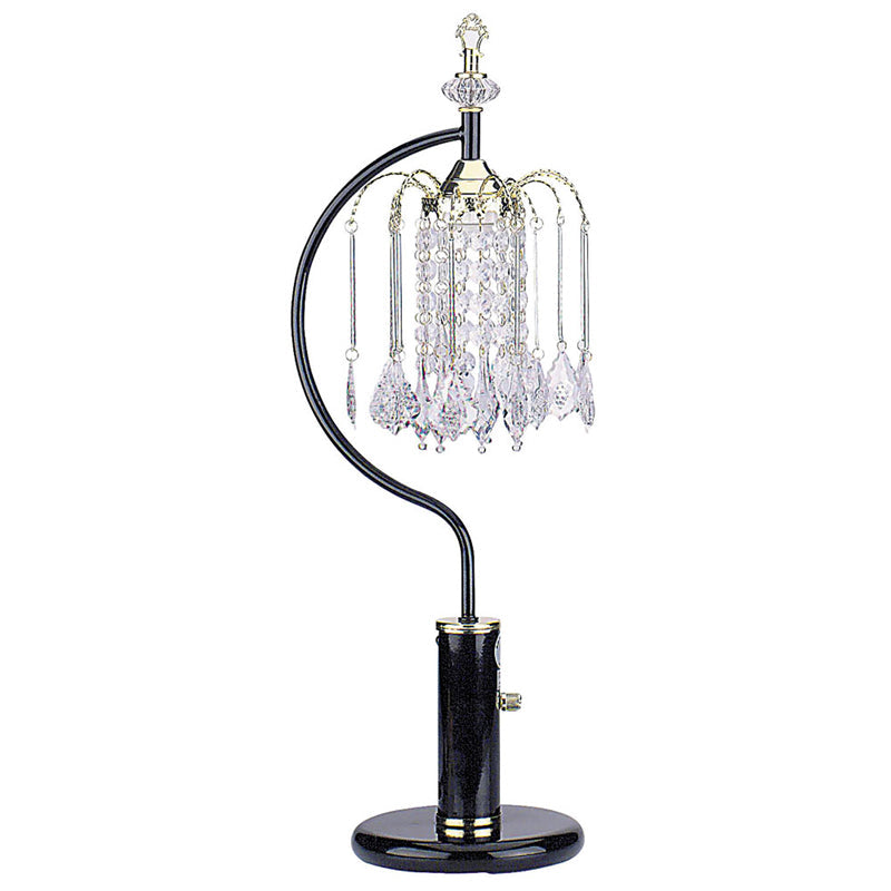 Ore International 27"H Antique Crystal-Inspired Art Deco Ant Black Table Lamp