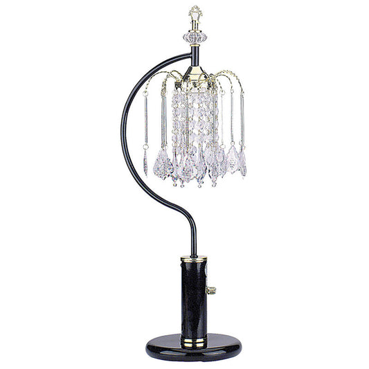 Ore International 27"H Antique Crystal-Inspired Art Deco Ant Black Table Lamp