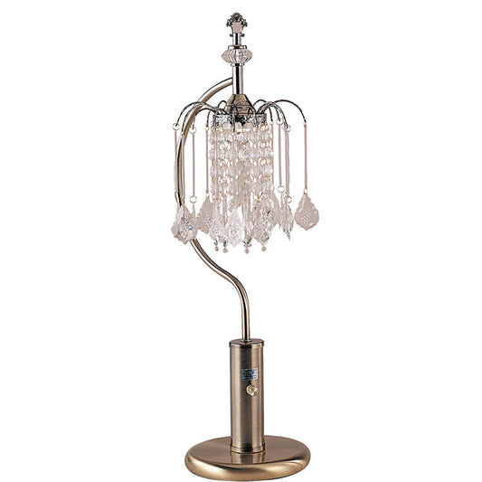 Ore International 27"H Antique Crystal-Inspired Art Deco Ant Brass Table Lamp