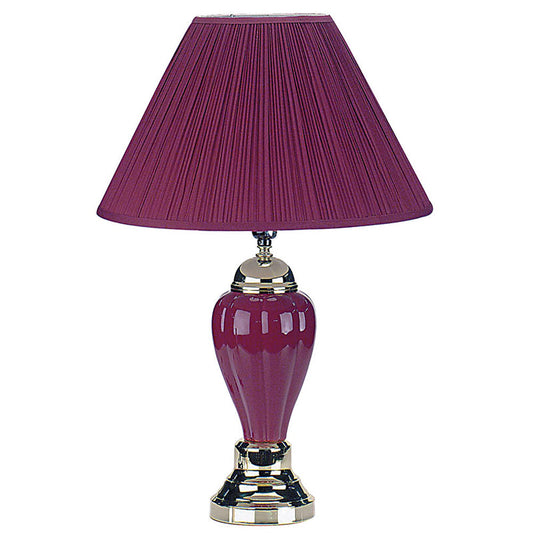 Ore International 27"H Ceramic Table Lamp In Burgundy