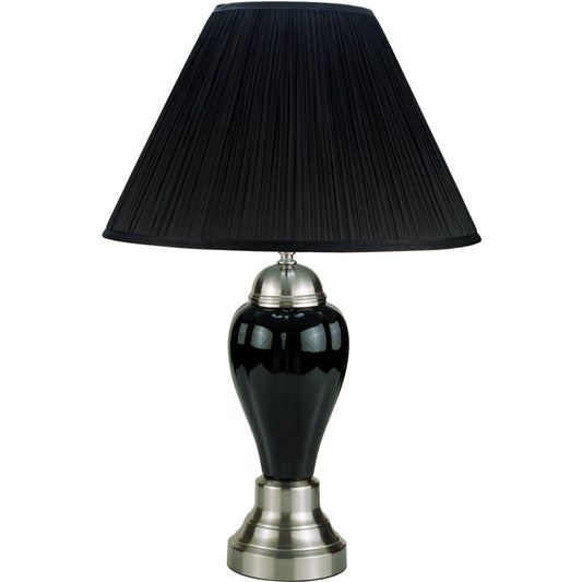 Ore International 27"H Ceramic Table Lamp In Silver & Black