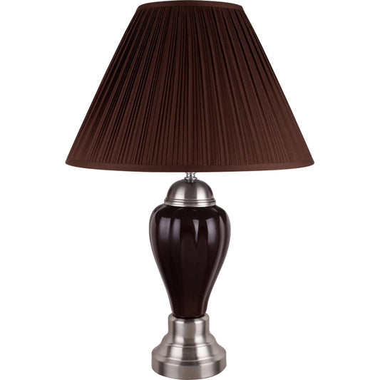 Ore International 27"H Ceramic Table Lamp In Silver & Espresso