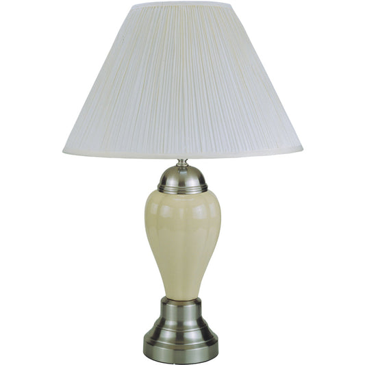 Ore International 27"H Ceramic Table Lamp In Silver & Ivory