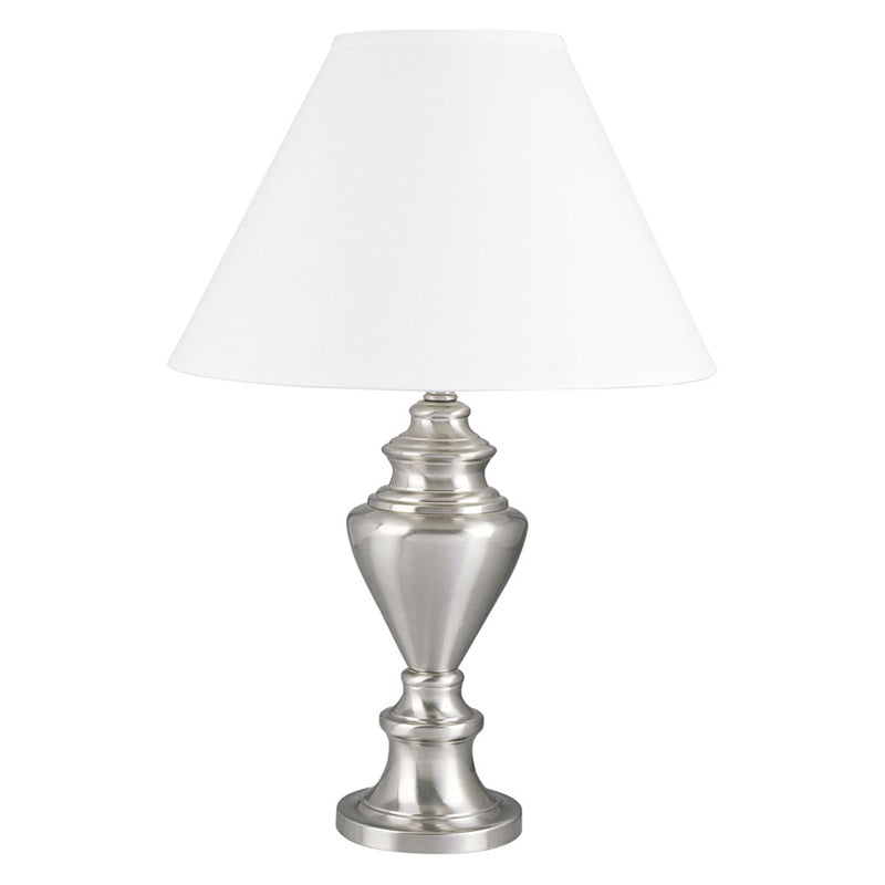 Ore International 27"H Metal Table Lamp In Satin Nickel