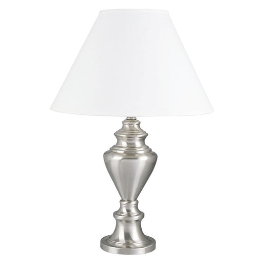 Ore International 27"H Metal Table Lamp In Satin Nickel