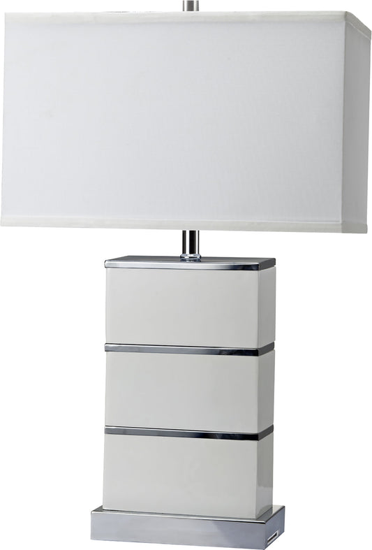 Ore International 27"H Quartz Stacked Block White Modern Table Lamp With USB Port