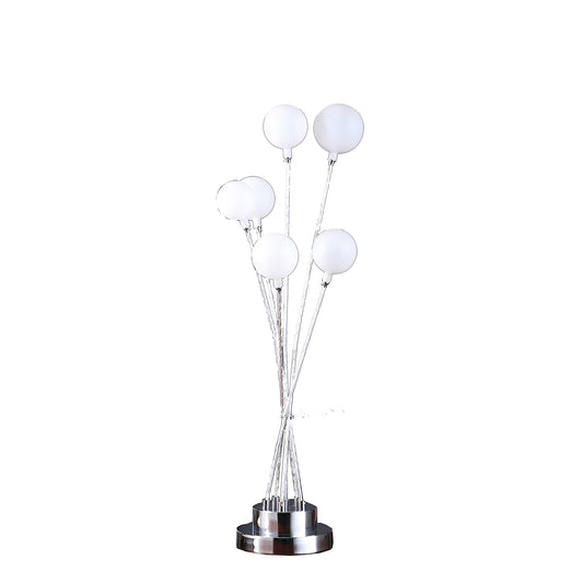 Ore International 28"H 6-Light Acrylic Globe Aluminun LED Chrysanthe Silver Chrome Metal Table Lamp