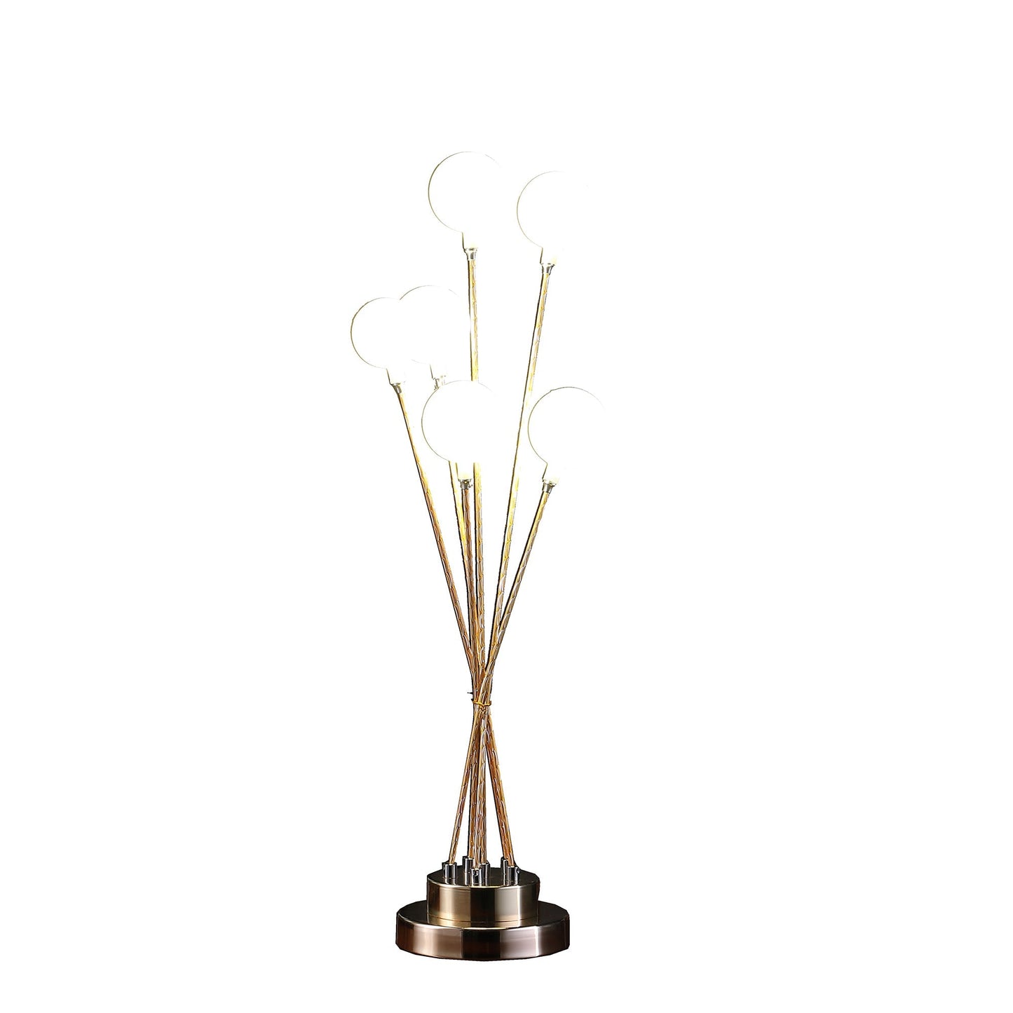 Ore International 28"H 6-Light Acrylic Globe Aluminun LED Chrysanthe Yellow Gold Metal Table Lamp