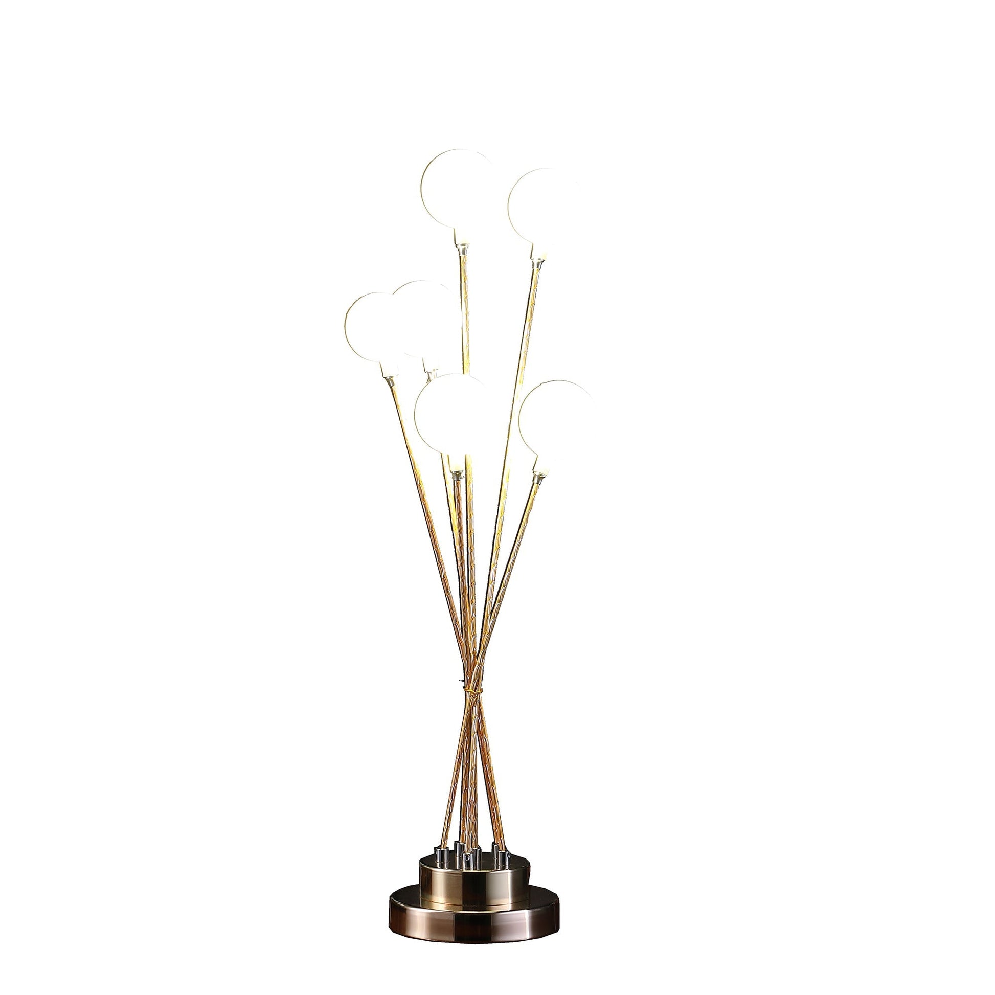 Ore International 28"H 6-Light Acrylic Globe Aluminun LED Chrysanthe Yellow Gold Metal Table Lamp
