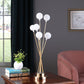 Ore International 28"H 6-Light Acrylic Globe Aluminun LED Chrysanthe Yellow Gold Metal Table Lamp