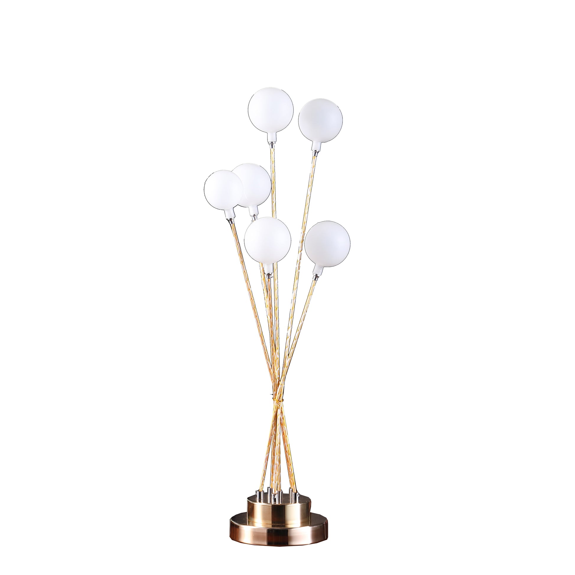 Ore International 28"H 6-Light Acrylic Globe Aluminun LED Chrysanthe Yellow Gold Metal Table Lamp
