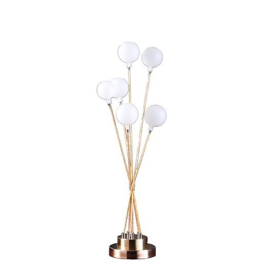 Ore International 28"H 6-Light Acrylic Globe Aluminun LED Chrysanthe Yellow Gold Metal Table Lamp