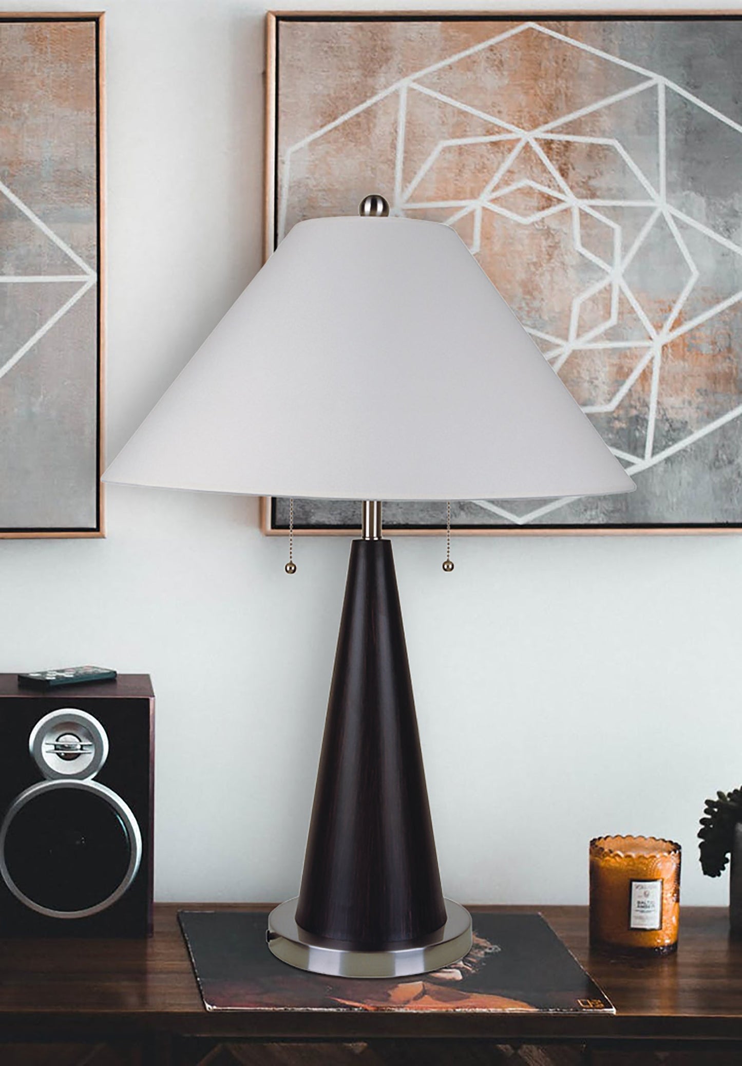 Ore International 28"H Metal Table Lamp In Black & Silver
