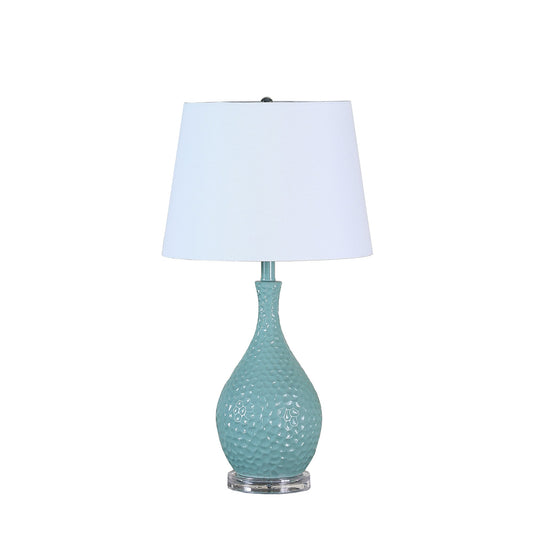 Ore International 28"H Teal Telli Pebble Mid Century Resin Table Lamp