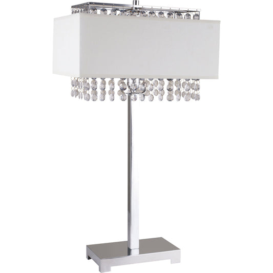 Ore International 28"H White Square Crystal Table