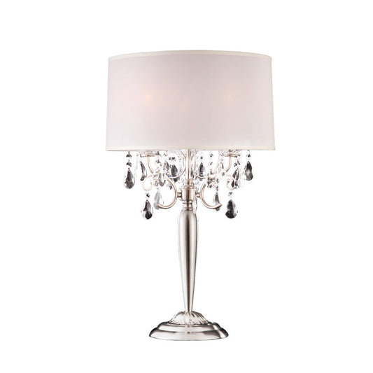 Ore International 29" Brush Silver 3-lights Candelabra Crystal Table Lamp