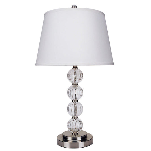 Ore International 29"H Glass Table Lamp In Satin Nickel