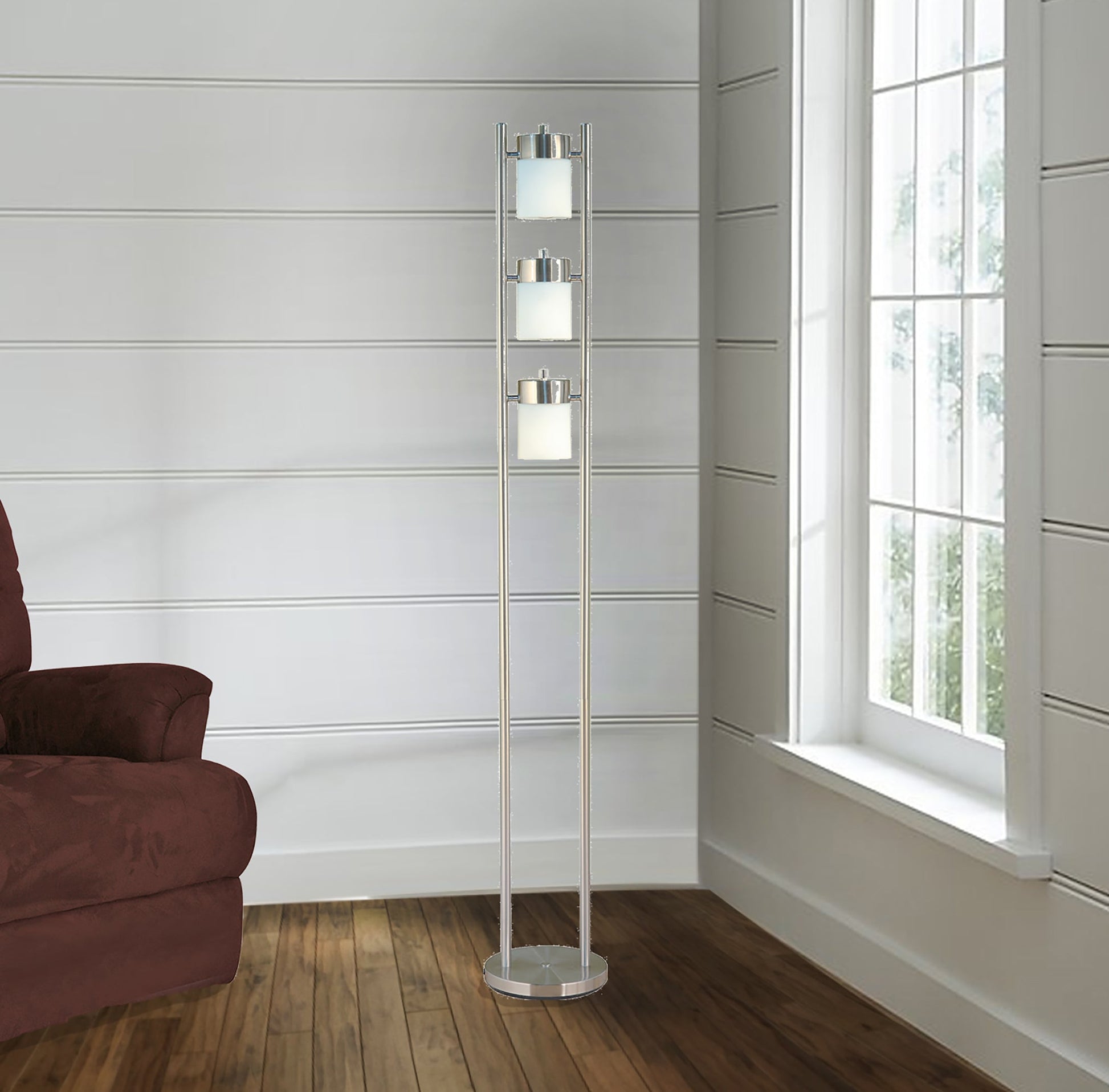 Ore International 3-Light Adjustable Floor Lamp In White