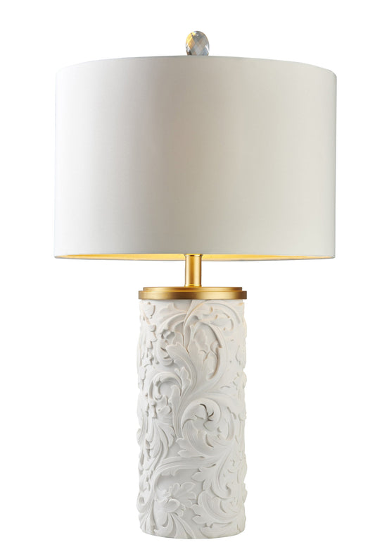 Ore International 30"H Alba White & Gold Baroque Scroll Table Lamp
