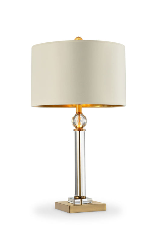 Ore International 30"H Perspicio Solid Crystal Gold Column Table Lamp